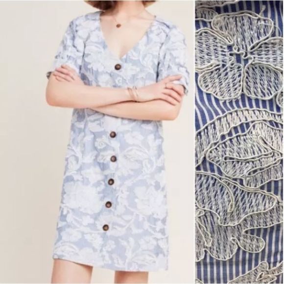 Anthropologie Blue and White Midi Dress - Picture 2 of 4
